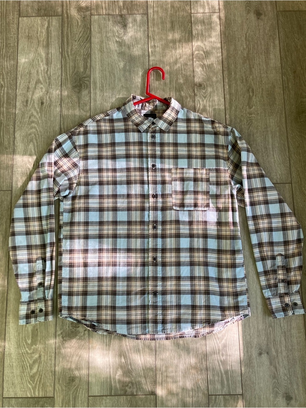 H&M Loose Fit Blue/Brown Plaid